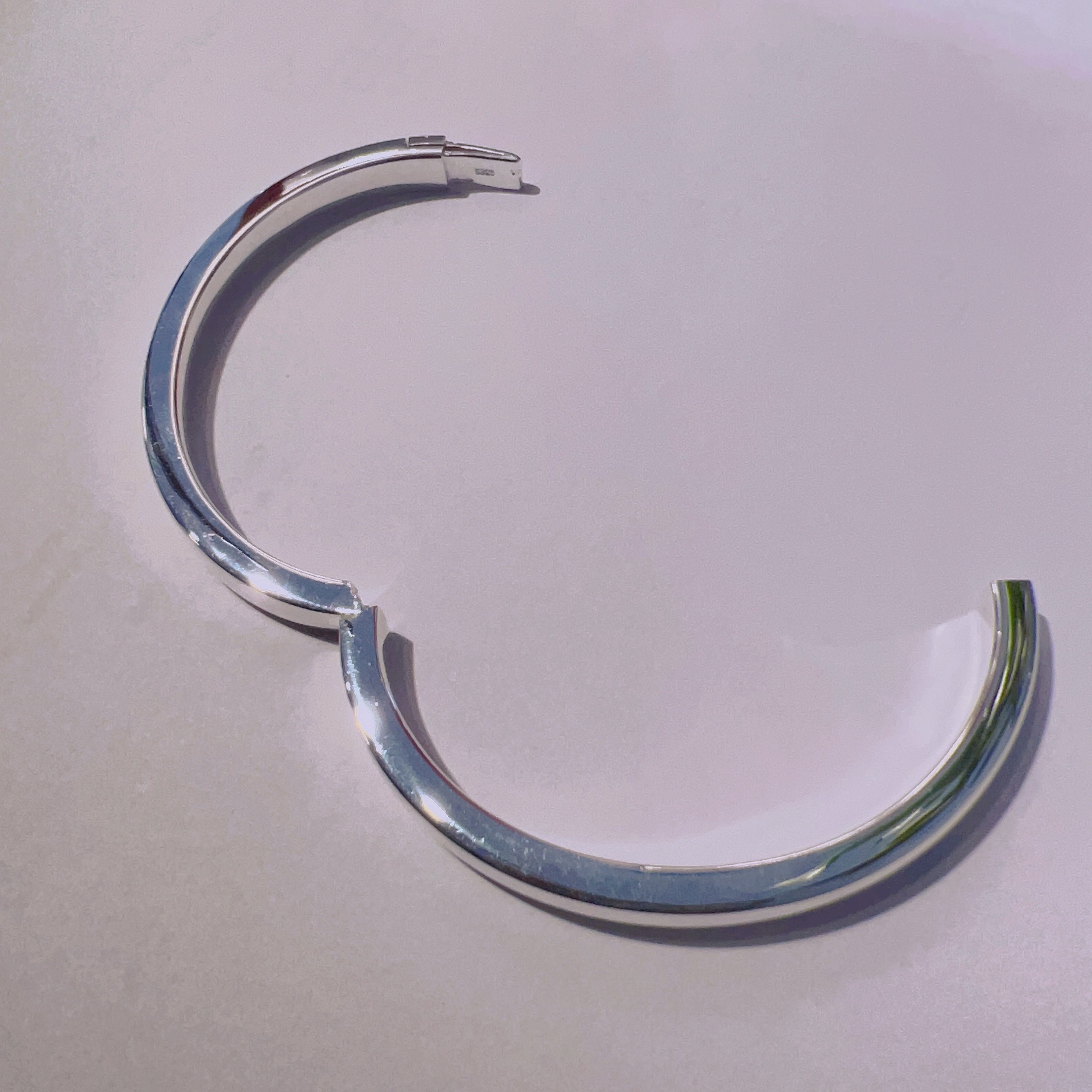 Sterling Silver Hinged Bangle Bracelet, Polished Open Bangle Sterling Silver Hinged Bangle Bracelet, Polished Open Bangle
