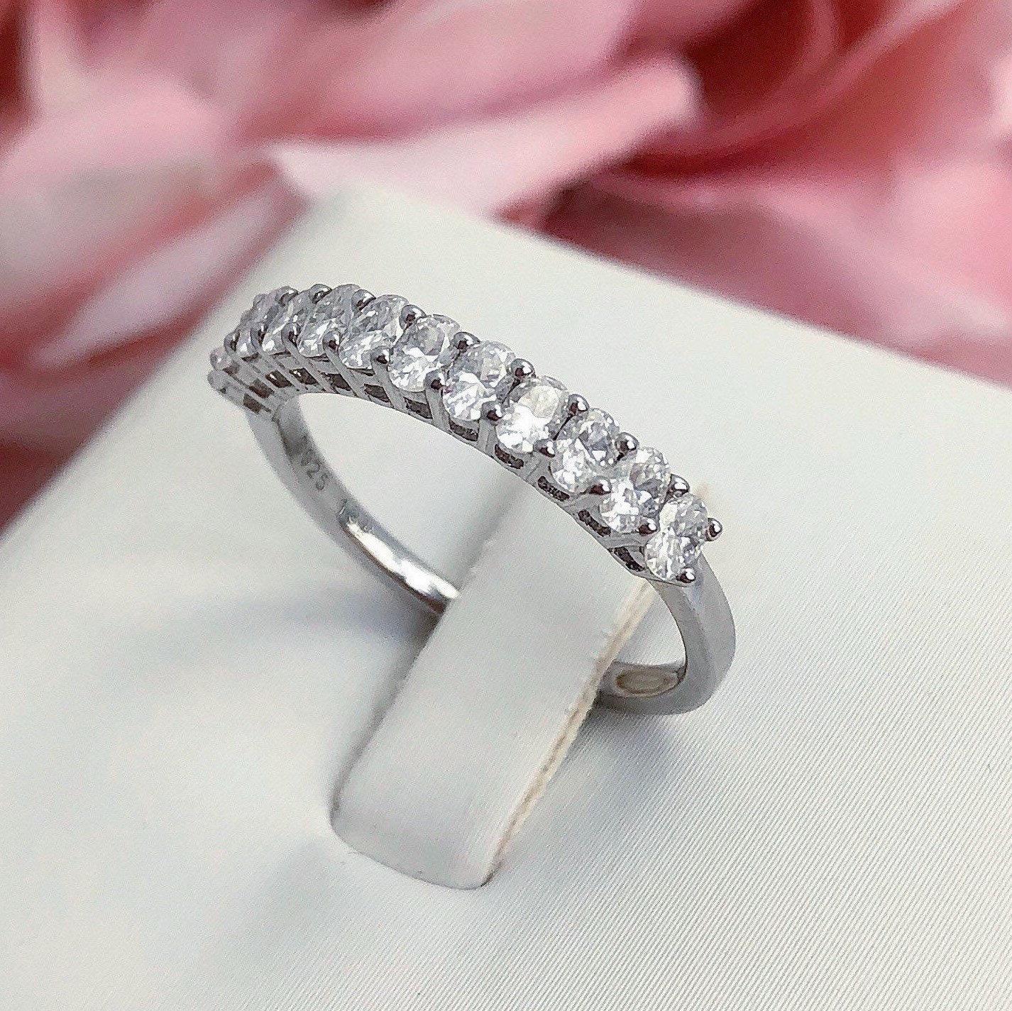 Moissanite Engagement Ring Set For Women - Asscher Cut 18K White Gold Plated Sterling Silver - View #13