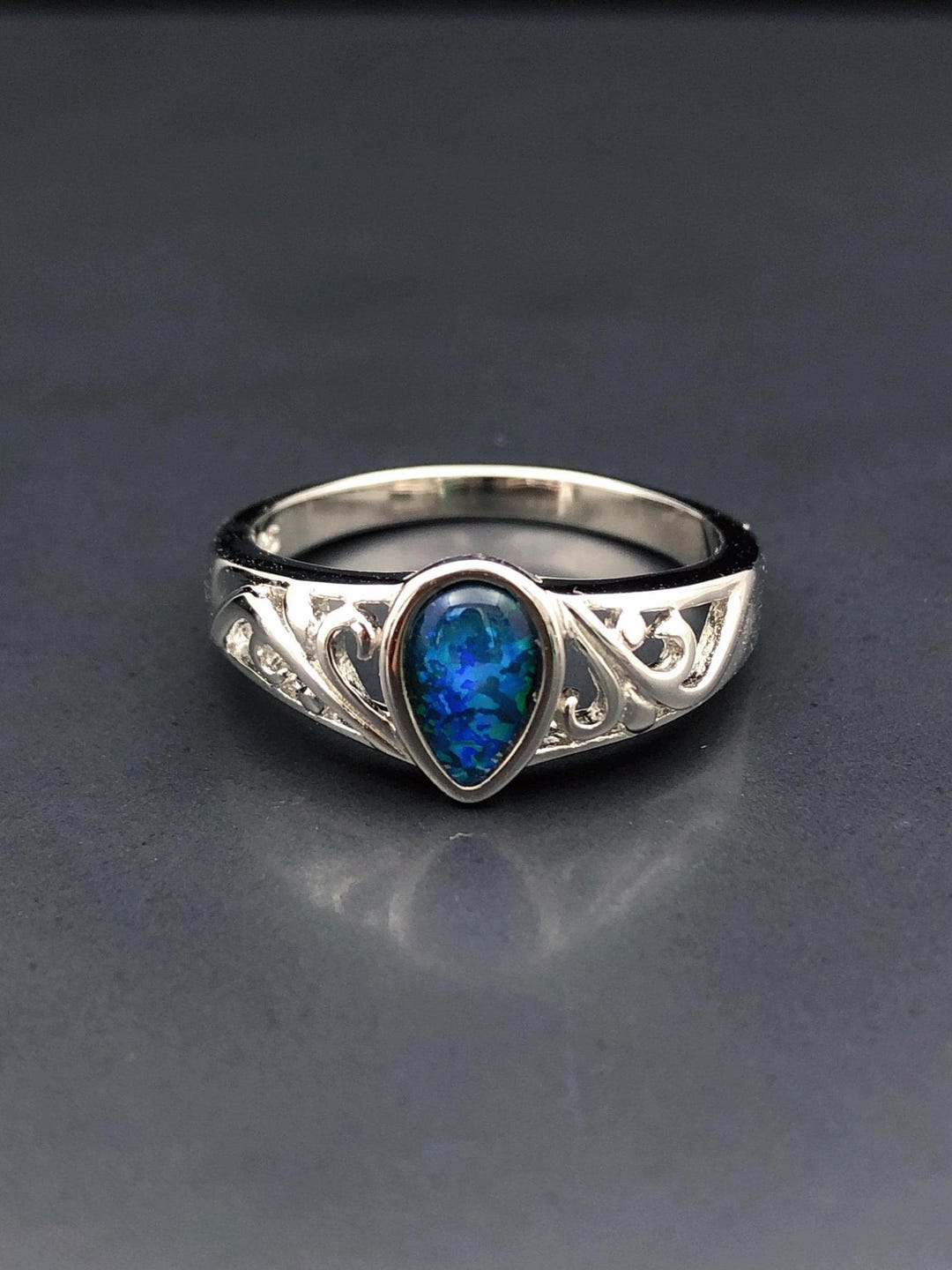 ブラックオパール シルバーリング アール・デコ フィリグリースタイル