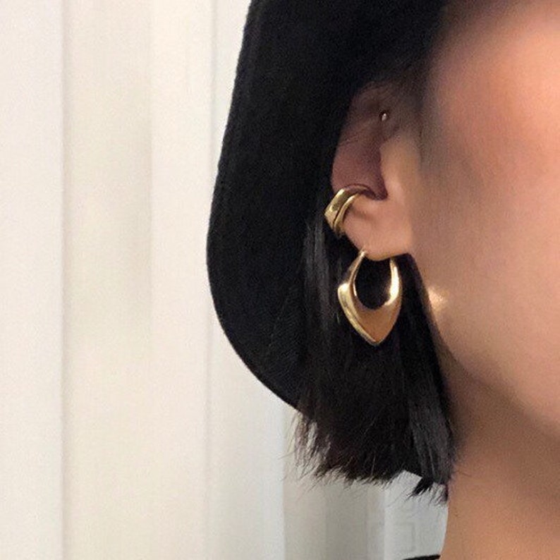 Art Deco Earrings designer hoop earrings minimalism sterling silver earring studs Scandinavian loop Earrings chunky silver earrings