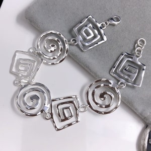 Sea Swirls bracelet, sterling silver bracelet jewellery, beach bracelet, summer bangle, Women’s bracelet, art deco link bracelet