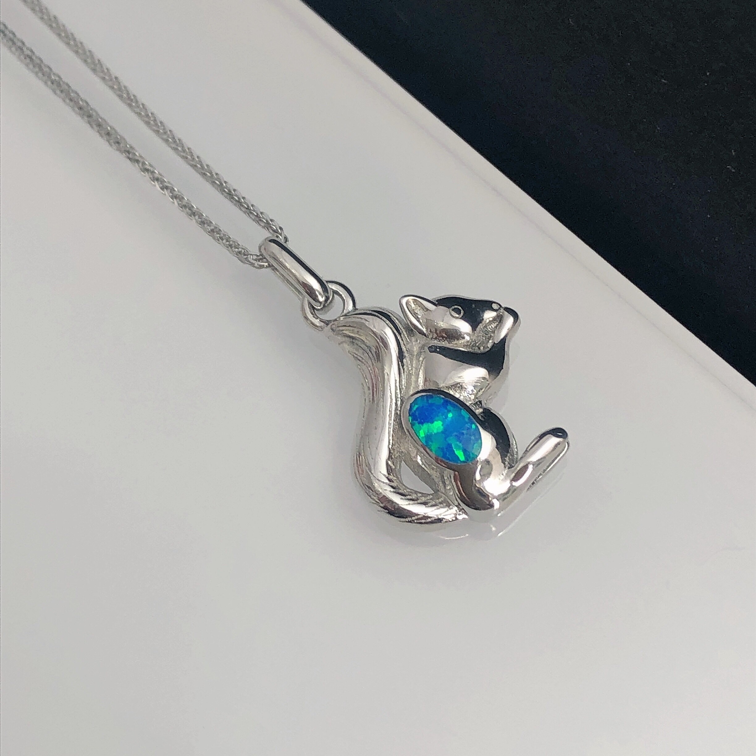DAYLINLOVE Collana scoiattolo in argento Sterling 925 opale scoiattolo