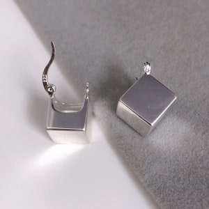 CUBE Sterling Silver Earrings, statement jewellery, funky earrings, drop earrings, genuine silver gift, Scandinavian Designer Earrings