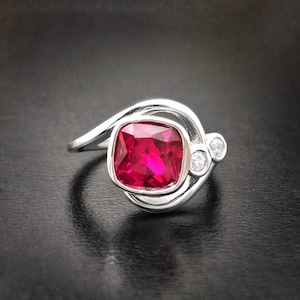 VITALITY Red Ruby Sterling Silver Ring - Gold Ruby Ring - Ruby Jewellery - Ruby Anniversary gift - 40th wedding Anniversary gift