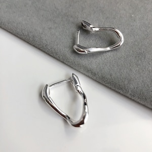 Modern Sterling Silver Earrings, statement jewellery, funky earrings, twist earrings, genuine silver gift, Scandinavian Designer Earrings