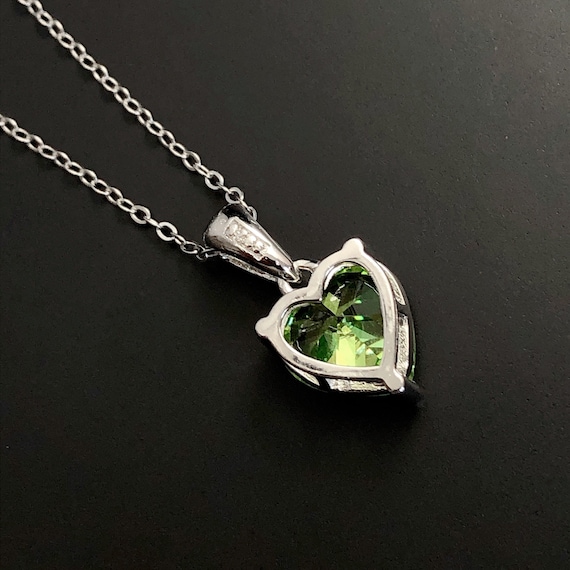Gem Stone King Sterling Silver Peridot & Ruby Heart Pendant Necklace - 3.58 Ct, 18 Inch Chain - View #8