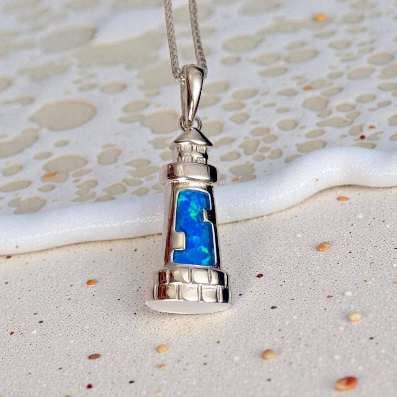 Collana faro in argento sterling: gioielli costieri, ciondolo