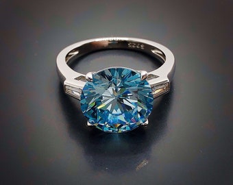 VIVID Aquamarin-Statement-Ring, Aquamarin-Ring, Aquamarin-Cocktail-Ring, 19. Hochzeitstag, März-Geburtsstein, Weihnachtsgeschenkringe