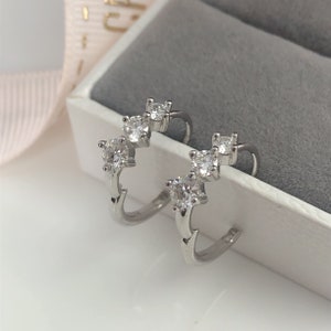 0.72ct Diamond Hoops, Moissanite Diamond Earrings, Moissanite Small Hoop Earrings, Gold Diamond Earrings, wedding gift, anniversary gift
