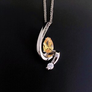 JAZZ Citrine necklace, Sterling Silver Gemstone Necklace, Silver Pendant Yellow Pendant, November birthstone, Modern Design Gemstone Gift