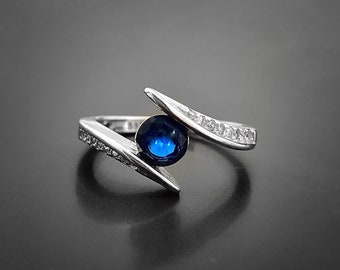 Swift Blue Sapphire Sterling Silver Ring, Sapphire Ring, Sapphire Jewellery, Engagement Ring, Promise Ring, September birthstone