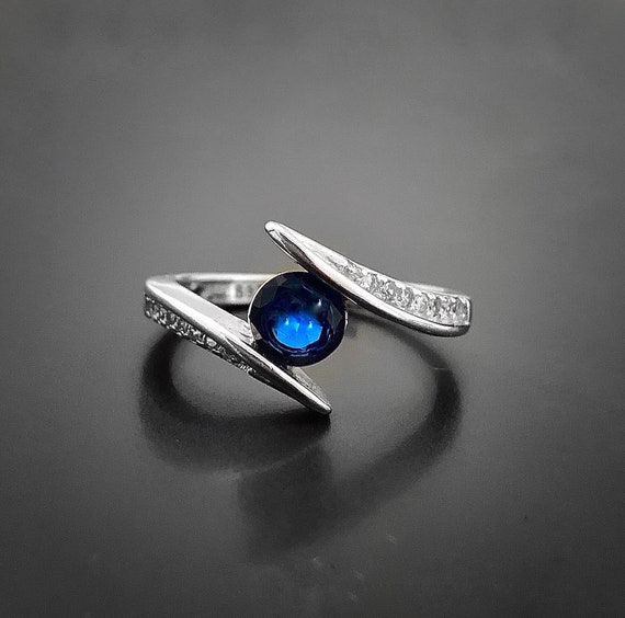 Swift Blue Sapphire Sterling Silver Ring Sapphire Ring Sapphire