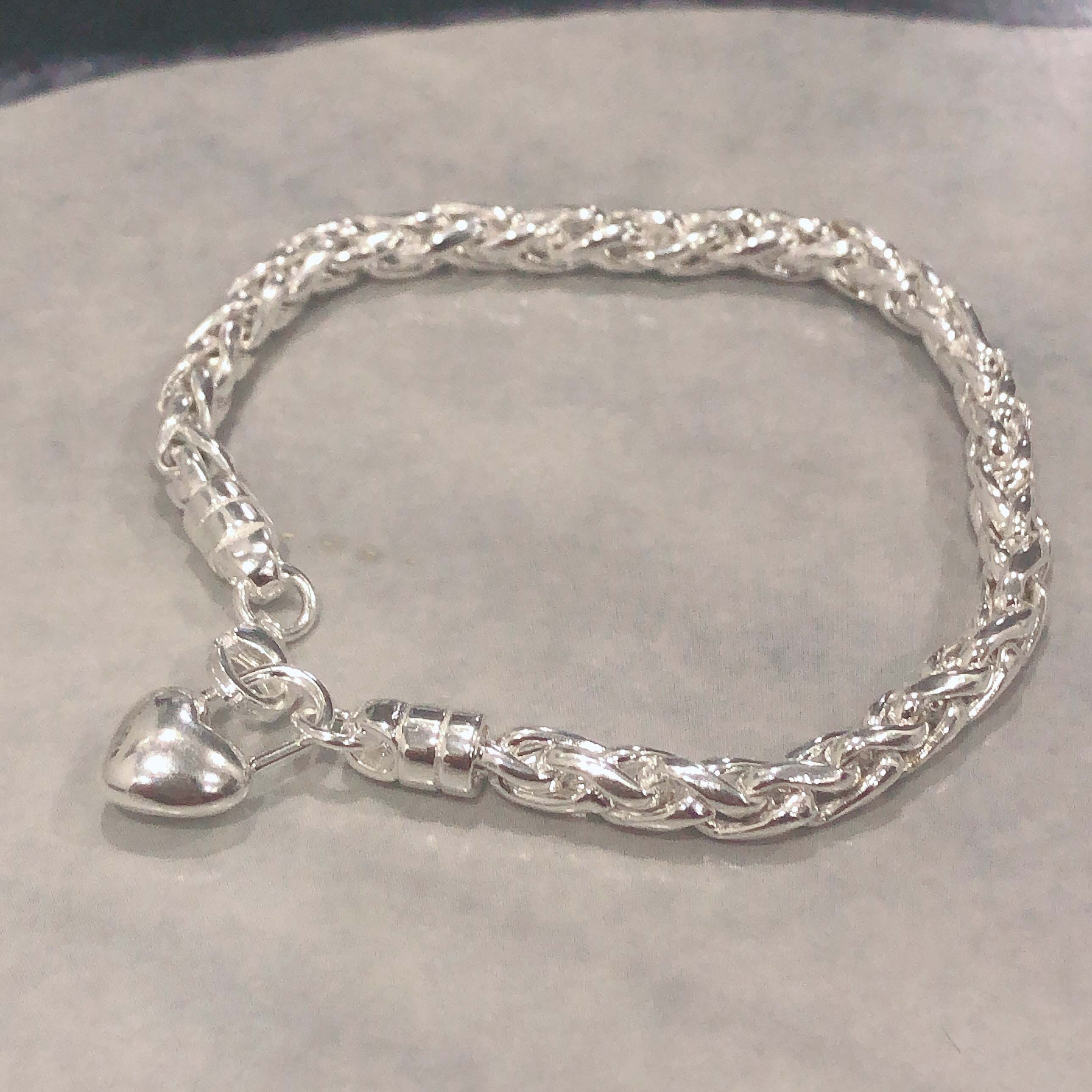 Love Heart bracelet, solid sterling silver bangle, chunky silver bracelet, unique designer bangle, Scandinavian Design Bangle