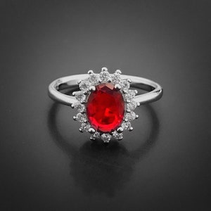 Bague en argent sterling rubis rouge BLOOM, bague en rubis, bijoux en rubis, bague en diamant, bague de fiançailles, bague de promesse, alliance, pierre de naissance de juillet