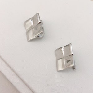 Art Deco Earrings, minimalism sterling silver earring studs, chunky silver earrings, unique designer earrings, Scandinavian Design Earrings
