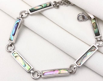 Deep Sea Abalone Bracelet, Sterling Silver Bracelet, Natural shell Bracelet, modern design bracelet, Gemstone Bracelet