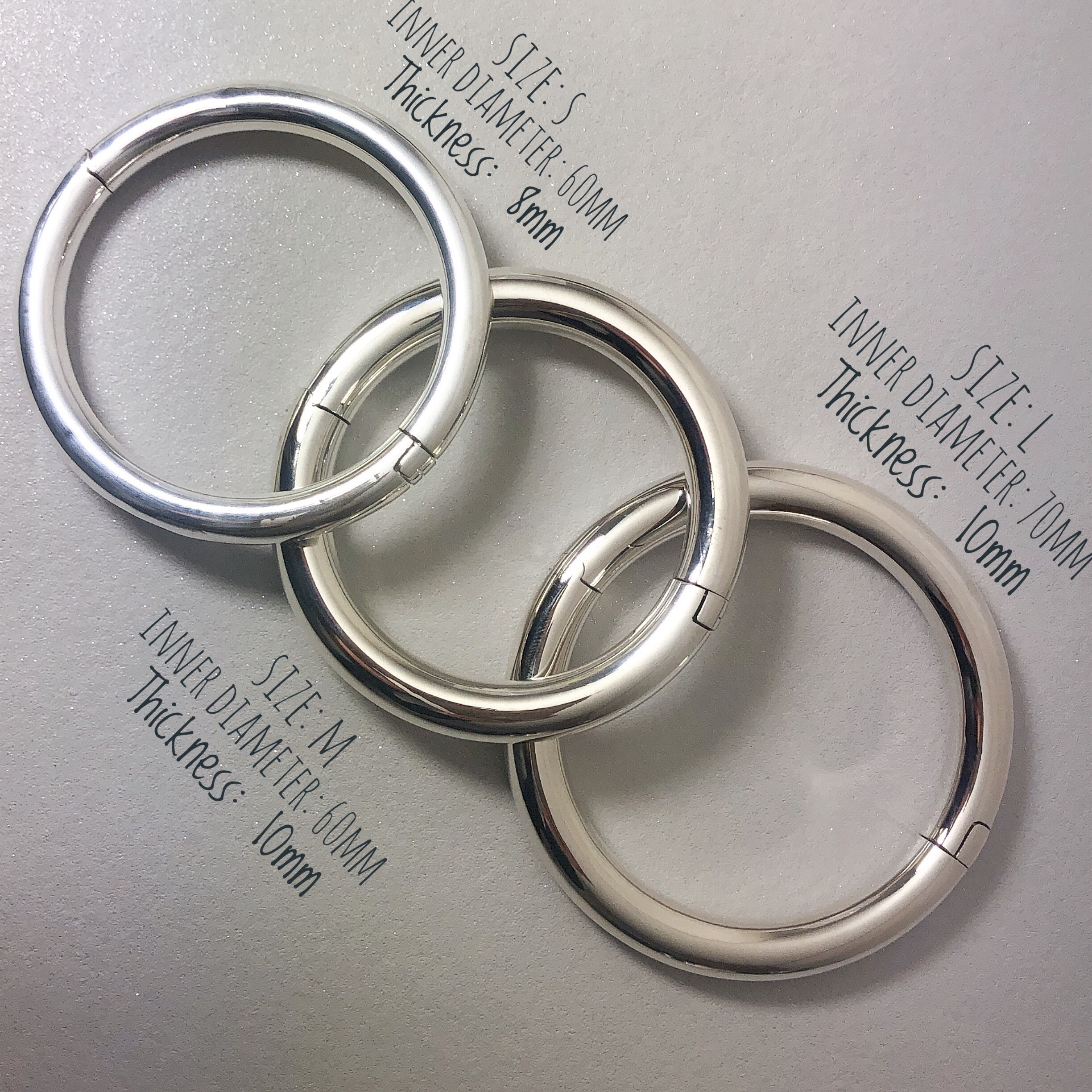 Doughnut Sterling Silver Round Bangle Bracelet, Statement