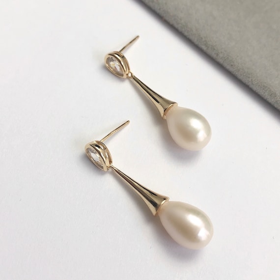 Mary & Jules Gouden pareloorbellen van 925 sterling zilver, parelcreolen van gerecycled zilver, verguld met zoetwaterparels, oorbellen voor dames en meisjes