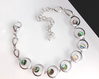 SEA BUBBLES, Abalone Shell Bracelet, Sterling Silver Bracelet, Natural Shell Bracelet, Charm Bracelet, beach bracelet, Anniversary Gift