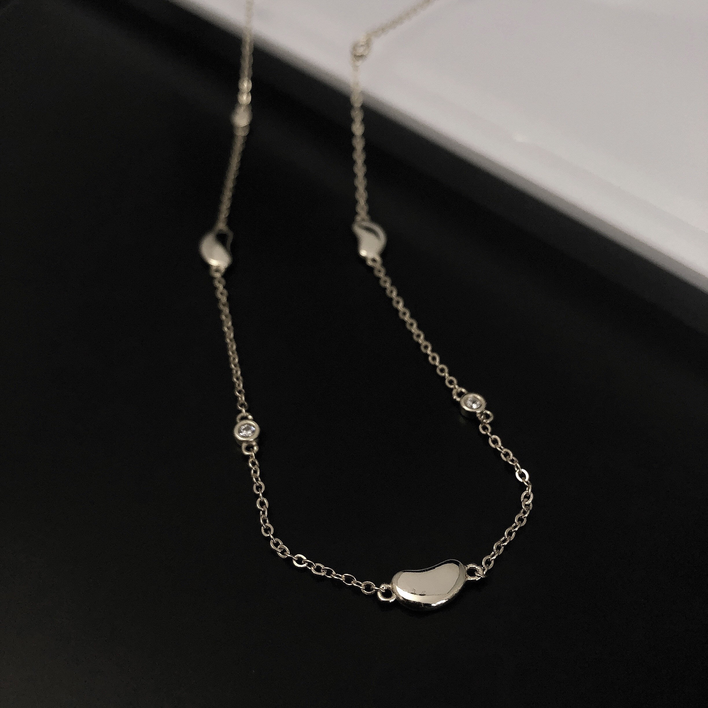 TATIANA☆[SILVER925] Colored Bean Gemstone Necklace Birthstone Bean Necklace - BBN1 - Jersey Inspired