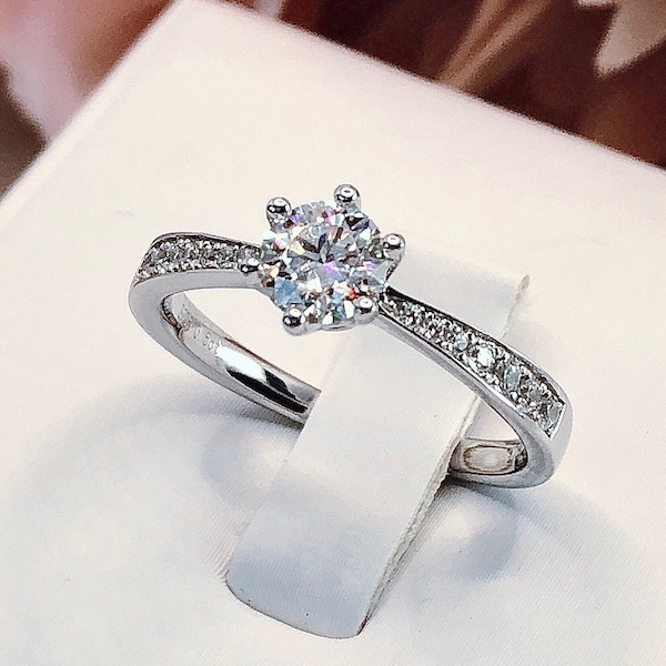 0.5ct Moissanite Engagement Ring, Certified Moissanite Diamond ring, Beautiful Custom Gold Engagement Ring, Promise Ring, Anniversary Ring