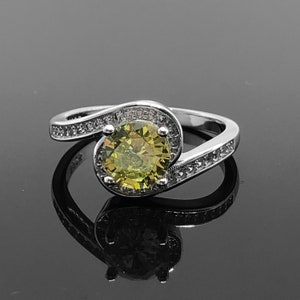 SWIFT Gelber Saphir Solitaries Ring, Ehering, Saphir Ring, Verlobungsring, Sterling Silber Ring, Geburtstagsgeschenk