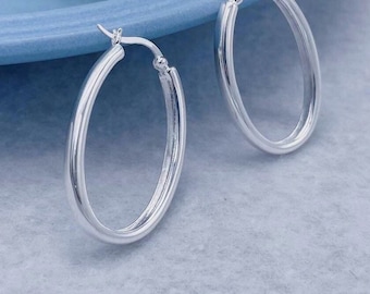 Large Hoops Sterling Silver boho Earrings, statement earring studs, chunky silver earrings, unique stud earrings, large Loop Earrings