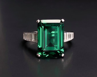 ROXY Emerald Ring, Sterling Silver Statement Ring, Anniversary Gift, Engagement Ring, Promise Ring, Emerald Cut Ring, birthstone ring,