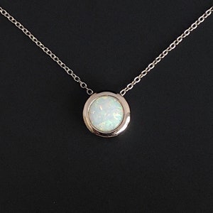 Collar de ópalo de fuego, collar de plata esterlina, collar con piedra natal de octubre, regalo de cumpleaños de octubre. Regalo de Navidad. Regalo de 14.º aniversario.