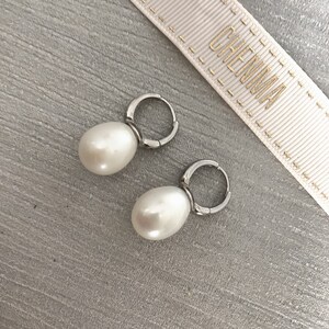 Large White Cultured Freshwater Pearl hook Earrings, Genuine Pearl Earrings, Pearl wedding Earrings, Drop Earring, Real Pearl Jewelry