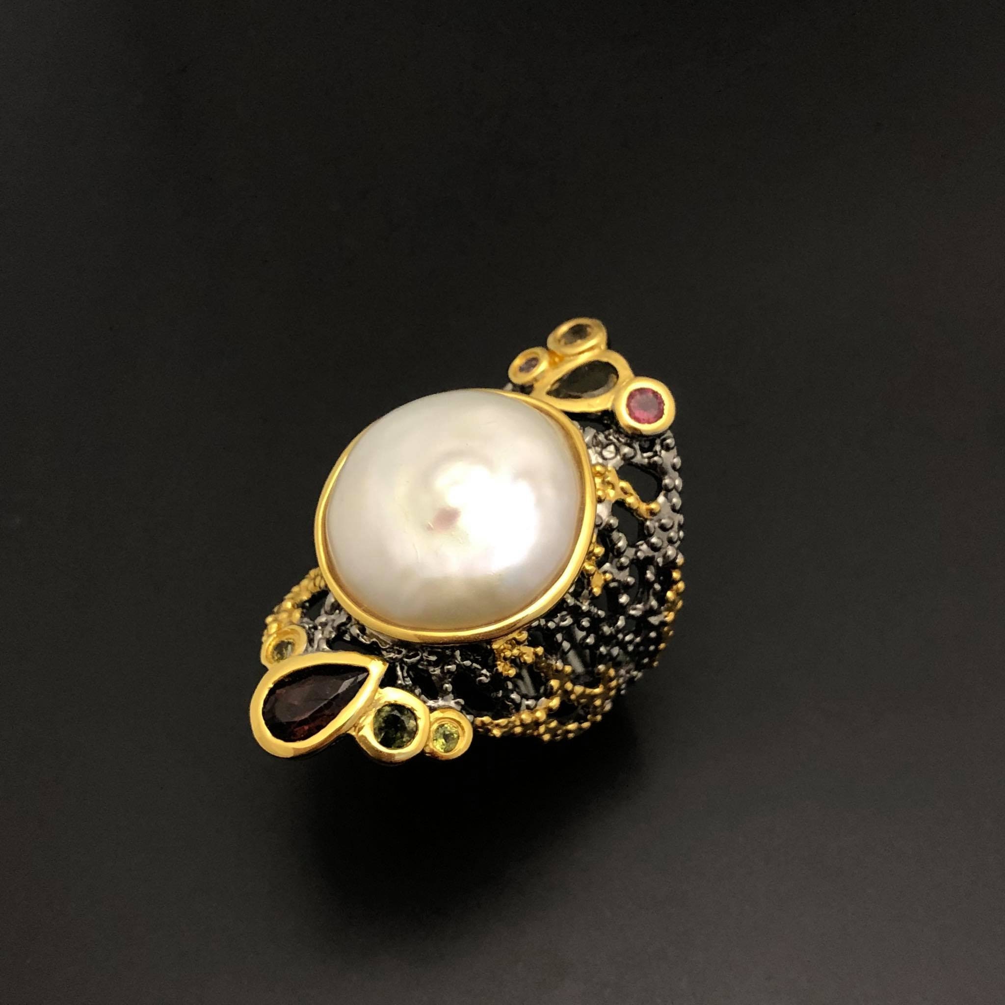 Vintage Design Baroque Pearl Ring Statement Pearl Ring 22ct | Etsy