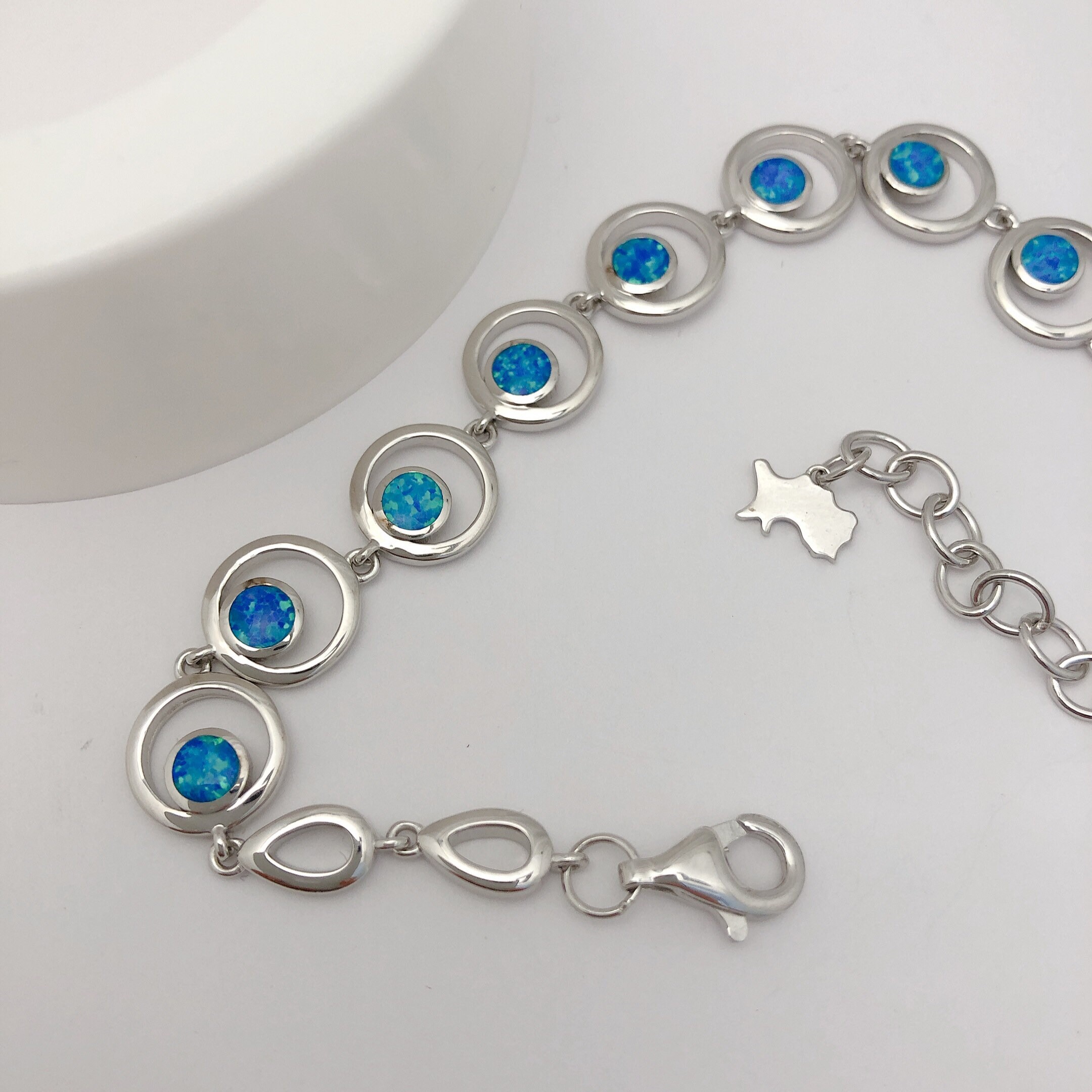 Blue Opal Bracelet Sterling Silver Bracelet Natural Opal Etsy