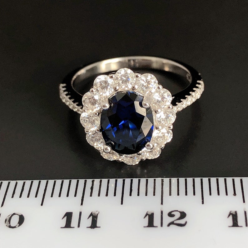 VICTORIA Blue Sapphire Engagement Ring, Silver engagement ring, Gold sapphire ring, Halo Engagement Ring, Promise Ring, Gold Engagement Ring image 9