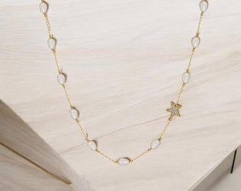 Collana Girocollo Multistrato Oro Con Perle Imitazione, Gioielli Moda Donna, Collana Sposa, Regalo Di Nozze