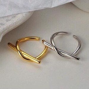 Knotted solid sterling silver gold ring, artist ring, unique silver ring, minimalist ring, Christmas gift for her, Scandinavian Design Ring