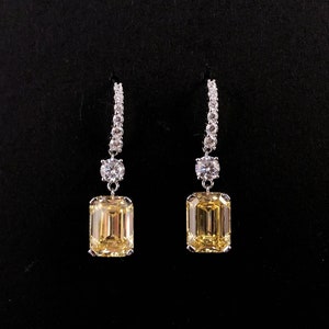 LISA Citrine Drop Statement Earrings, Sterling Silver Modern Earrings, November Birthstone, Jewellery birthday, Wedding, Valentines gift