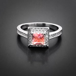 Pyramid Pink Topaz Sterling Silver Ring, Pink Topaz Ring, Pink Topaz Jewellery, Engagement Ring, Promise Ring, November birthstone