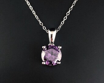 Amethyst Necklace, Sterling Silver Necklace, February Birthstone necklace, February birthday gift. Christmas gift. 6th Anniversary