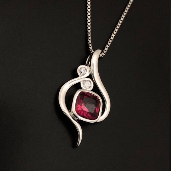Sterling silver ruby necklace deals