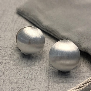 Two Tone Sterling Silver Earrings, double sided earring, chunky silver ball earrings, unique designer earrings, Scandinavian Design Earrings