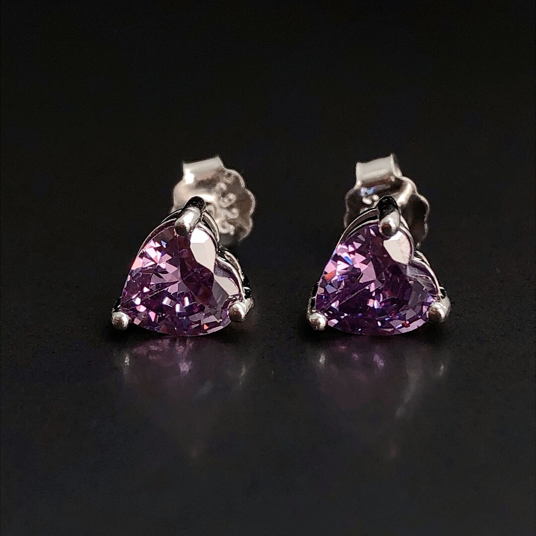 Heart shaped amethyst earrings best sale
