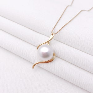 Sterling Silver Gold Cultured Freshwater Pearl, Minimalist Pendant Necklace, June Birthstone Necklace, Gold Plated Necklace, Pearl Pendant