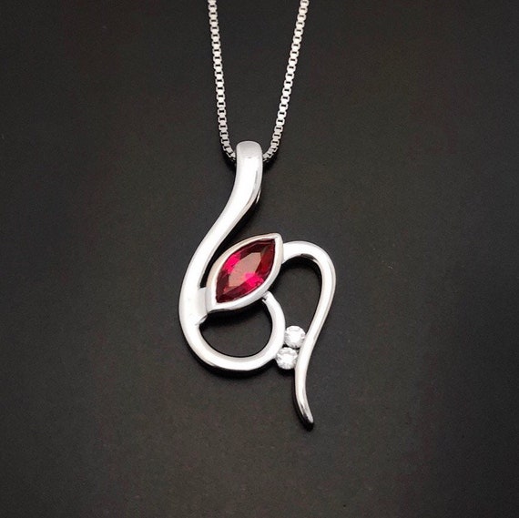 RADIANCE Ruby necklace. Sterling Silver Gemstone Necklace - Etsy 日本