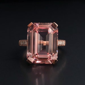 Custom Pink Sapphire Ring, Rose Gold Ring, Gemstone Ring, Promise Ring, Diamond ring, Emerald Cut Ring, Anniversary Gift, Diamond ring