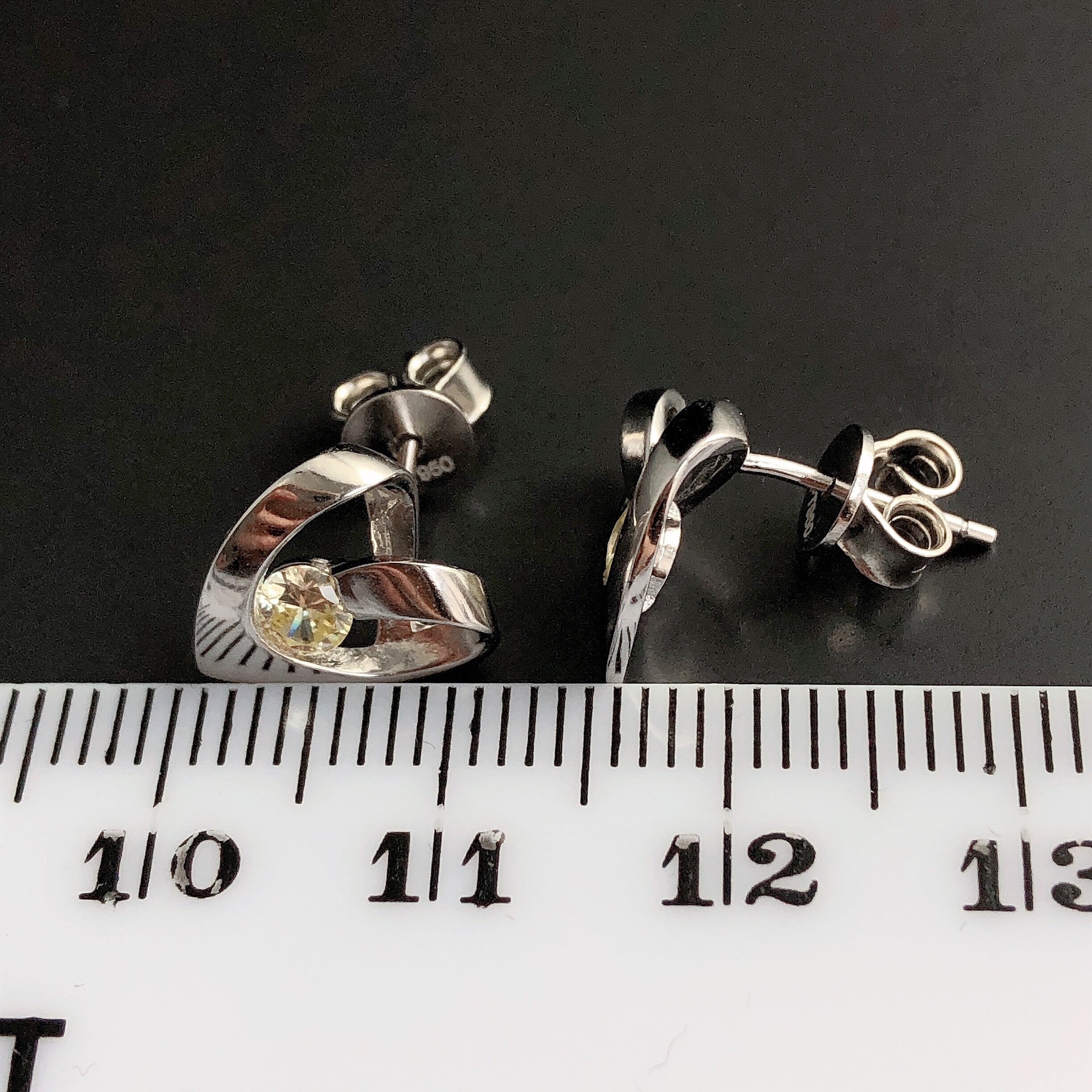 Boucles D'oreilles En Argent Sterling 925 Et Citrine Naturelle 7mm En Forme De Cœur