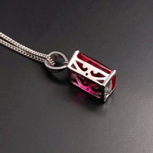 MIA Rectangle Ruby Necklace, July Birthstone, Sterling Silver Necklace, Ruby Pendant, Gemstone Necklace, Birthday, Anniversary Gift image 8