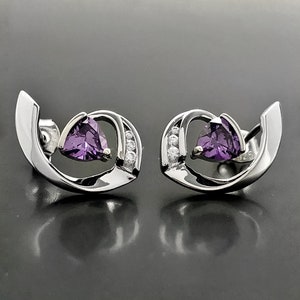 DAZZLE Amethyst Earrings, Sterling Silver Gemstone, Gemstone Earrings, February birthstone. Wedding ANNIVERSARY gift, amethyst jewellery