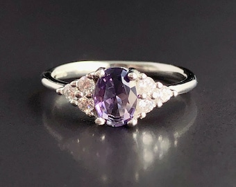 GRACE Amethyst Engagement Ring, Sterling Silver ring, Wedding anniversary Ring, Promise Ring, girlfriend ring, February birthstone