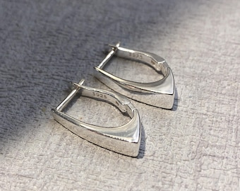 Modern Hoop Sterling Silver Earrings, statement jewellery, funky earrings, genuine silver gift, Scandinavian Designer Earrings