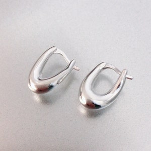 Sterling silver Hoop Earrings, Morden loop earring studs, unique designer earrings, Scandinavian Design Earrings